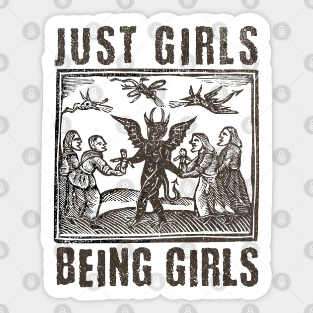 Vintage Witches Coven Girls Being Girls Funny Witchy Vibes Sticker by Yesteeyear